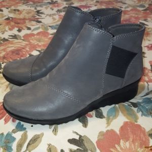 Clarks Gray Wedge Ankle Boots